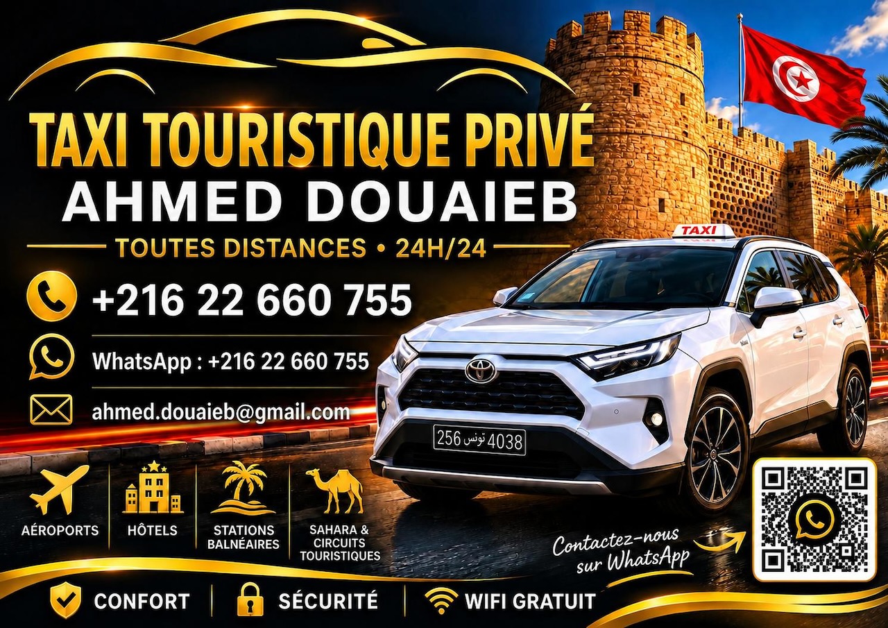 Carte de visite Taxi Touristique Privé Ahmed Douaieb